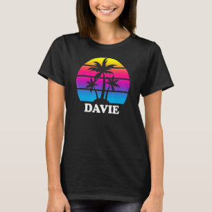 Camiseta Davie Florida Retro Palm Tree Sunset Vacing Beac