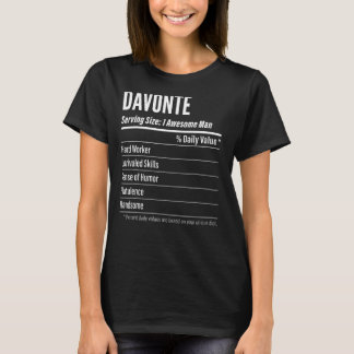 Camiseta Davonte Servindo Dimensões Calorias do Rótulo de N