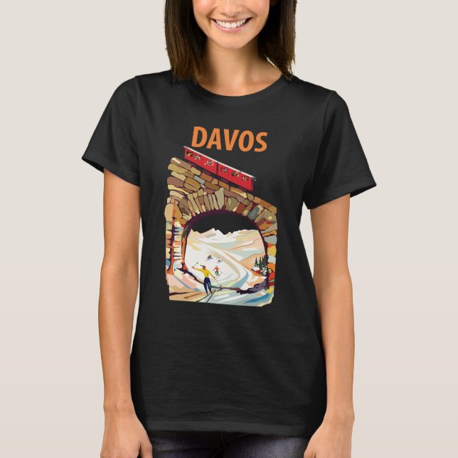 Camiseta Davos Suíça Túnel de Esqui Viagem (Frente)