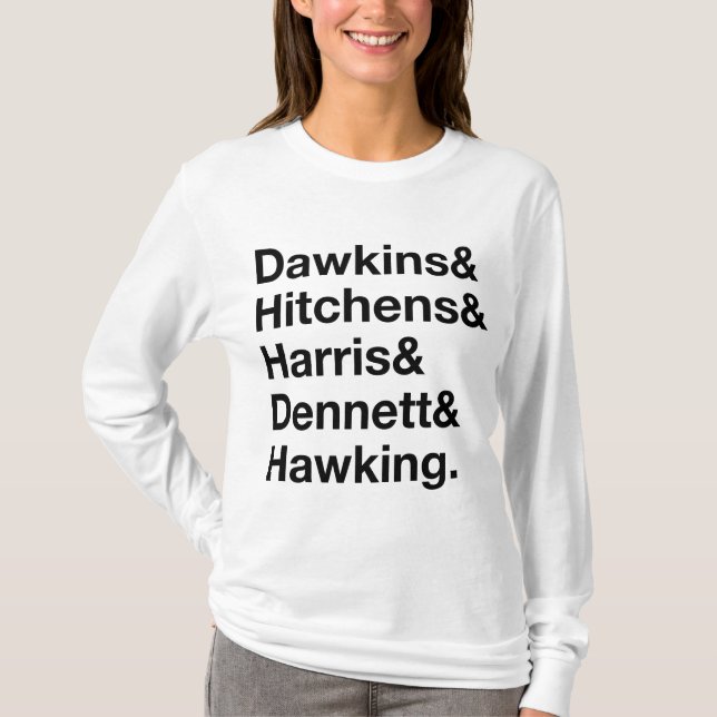 Camiseta Dawkins&Hitchens&Harris&Dennett&Hawking - ciência (Frente)