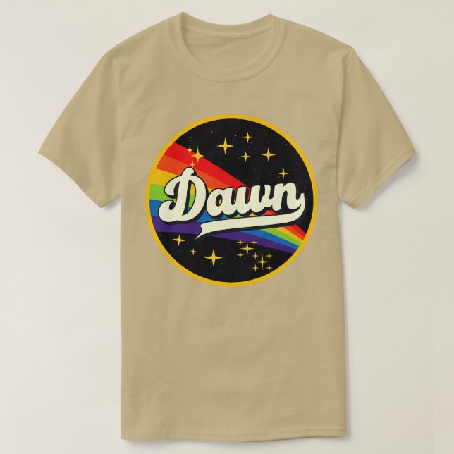 Camiseta Dawn Rainbow No Estilo De Vintagem Espacial (Frente do Design)
