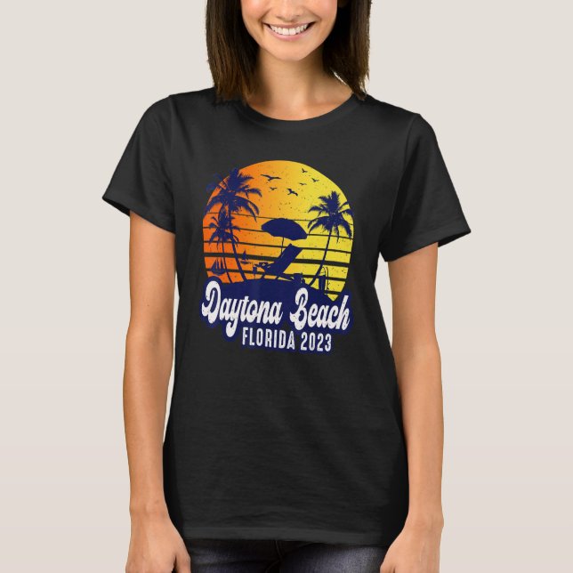Camiseta Daytona Beach 2023 Florida Sunset Beach Retro (Frente)