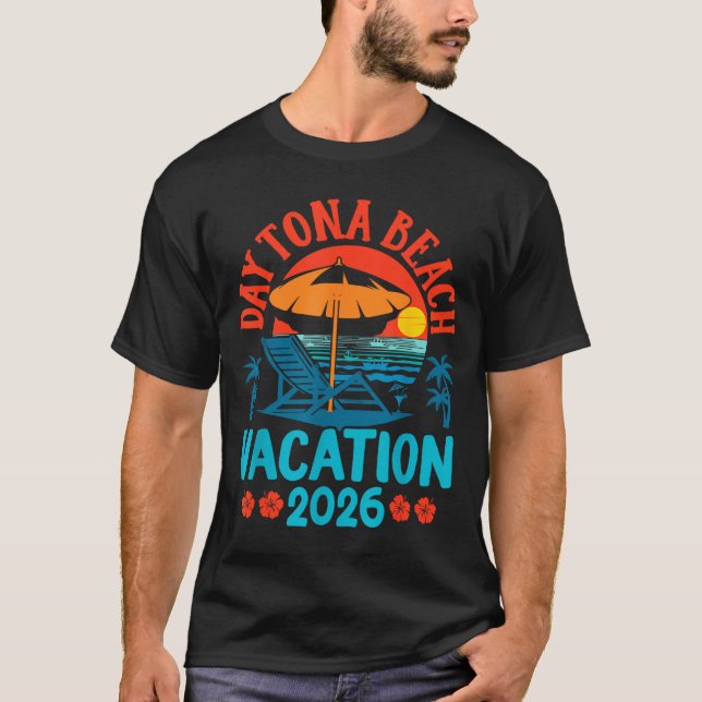 Camiseta Daytona Beach Florida 2026 Family Vacation Summer  (Frente)