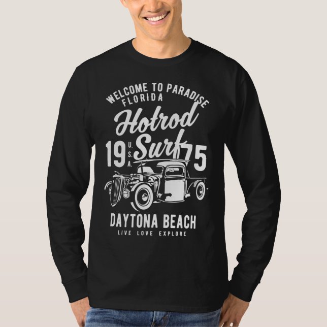 Camiseta Daytona Beach Florida Retro Hotrod Surf  13 (Frente)