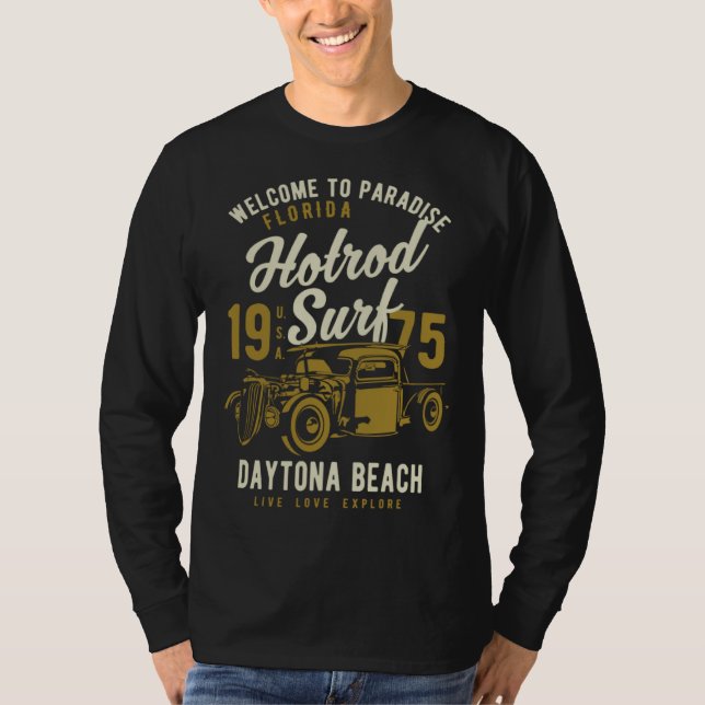 Camiseta Daytona Beach Florida Retro Hotrod Surf  5 (Frente)