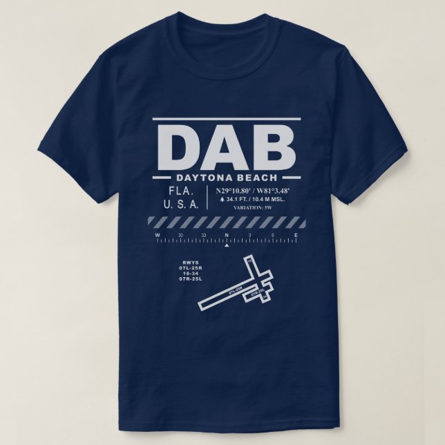 Camiseta Daytona Beach International Airport DAB T-Shirt (Frente do Design)