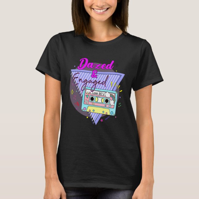 Camiseta Dazed Engaged Retro 90s Bride Groom Cassette Bache (Frente)