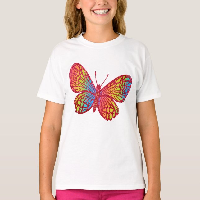 Camiseta Dazzle com a tatuagem da borboleta do arco-íris (Frente)