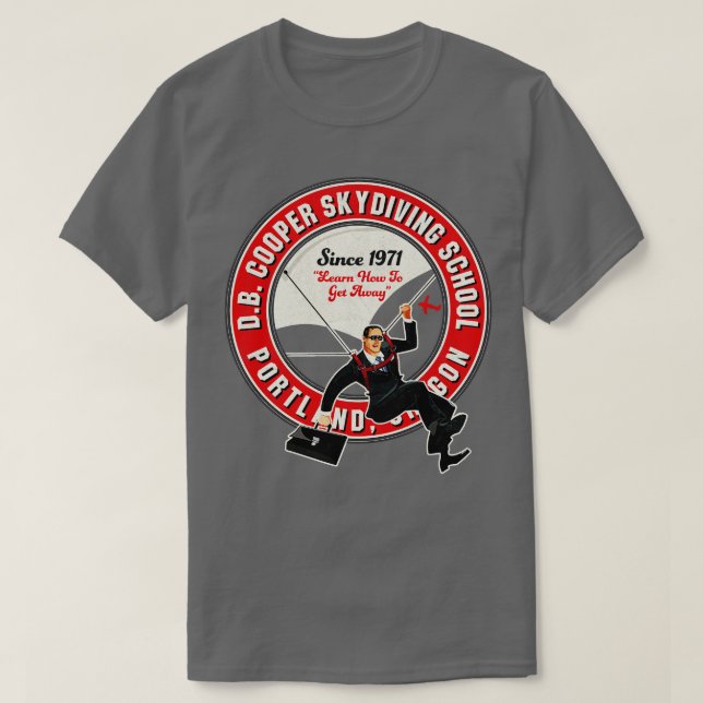 Camiseta DB Cooper Skydiving School (Frente do Design)