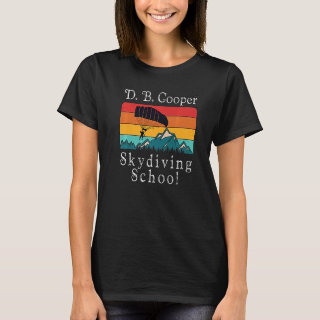 Camiseta Db Cooper Skydiving School Retro Sunset (Frente)