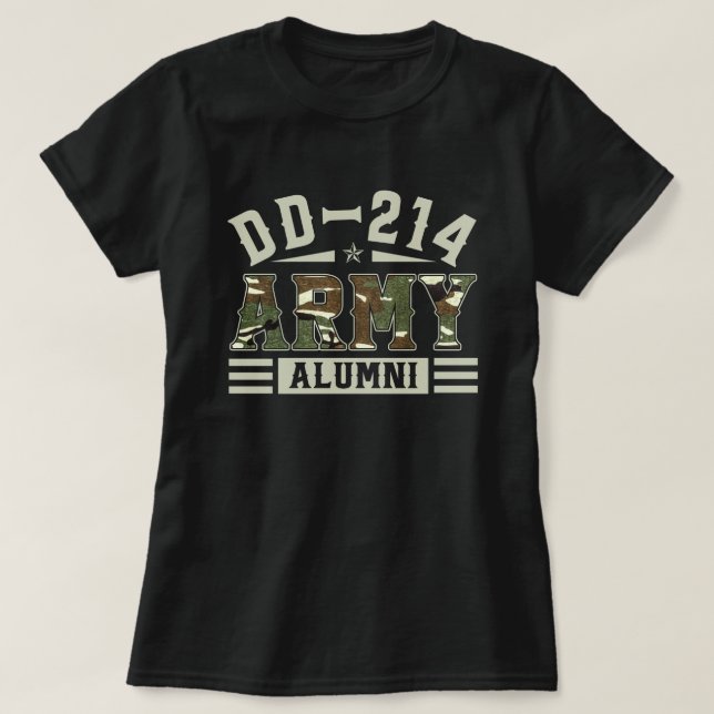 Camiseta DD-214 Alunos em Black Militar norte-americano apo (Frente do Design)