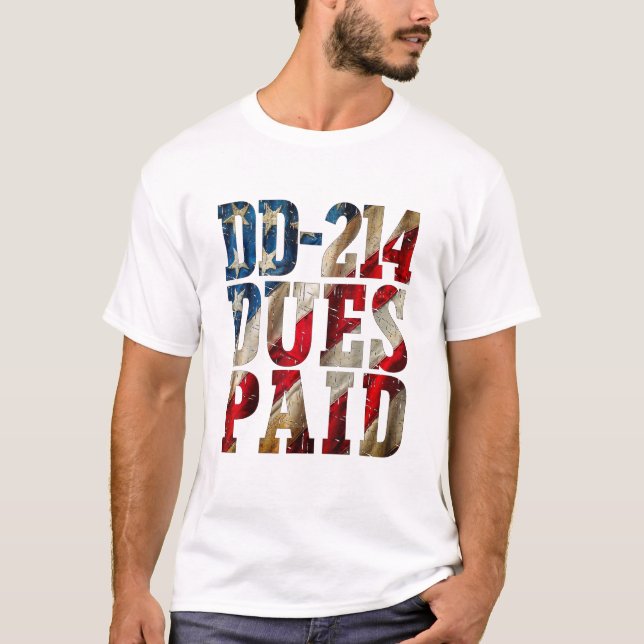 Camiseta DD-214 Dues Pagas DD-214 Veterano Militar dos EUA (Frente)