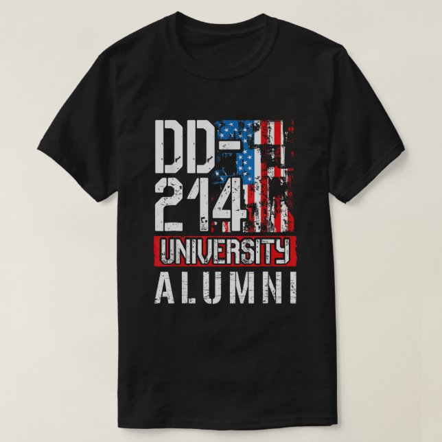 Camiseta DD-214 Universitários Alumni - US Militar Veteran  (Frente do Design)