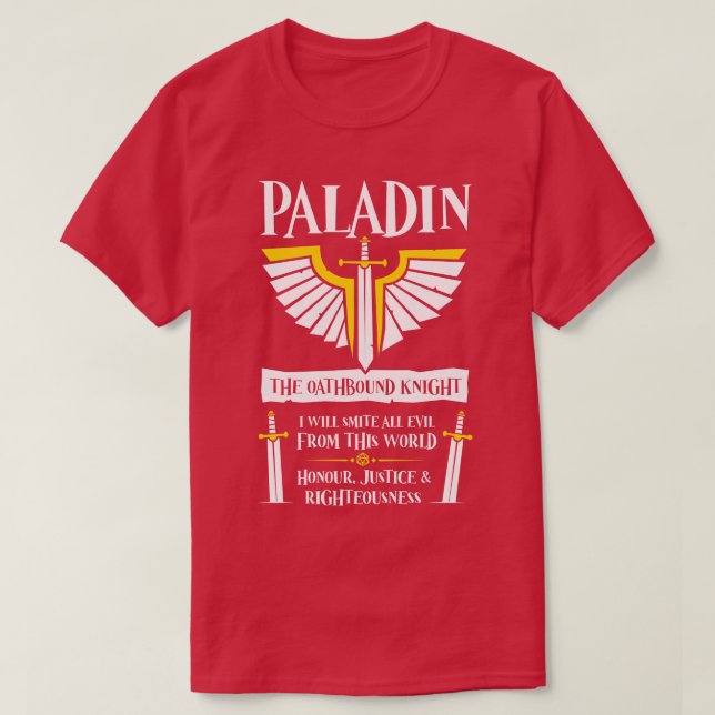 Camiseta DD PALADIN Classe Dungeons Dragon (Frente do Design)