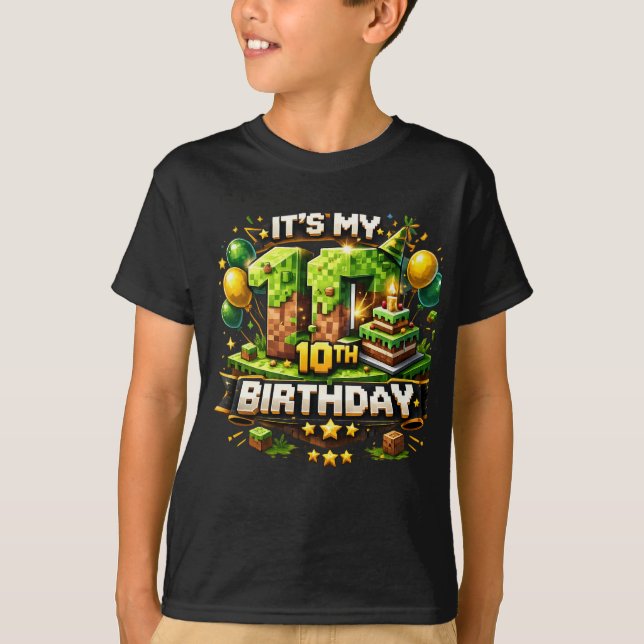Camiseta de 10º Aniversário – Design de Aniversári (Frente)