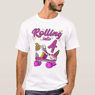 Camiseta de 4º Aniversário Unicórnio Patins Ska