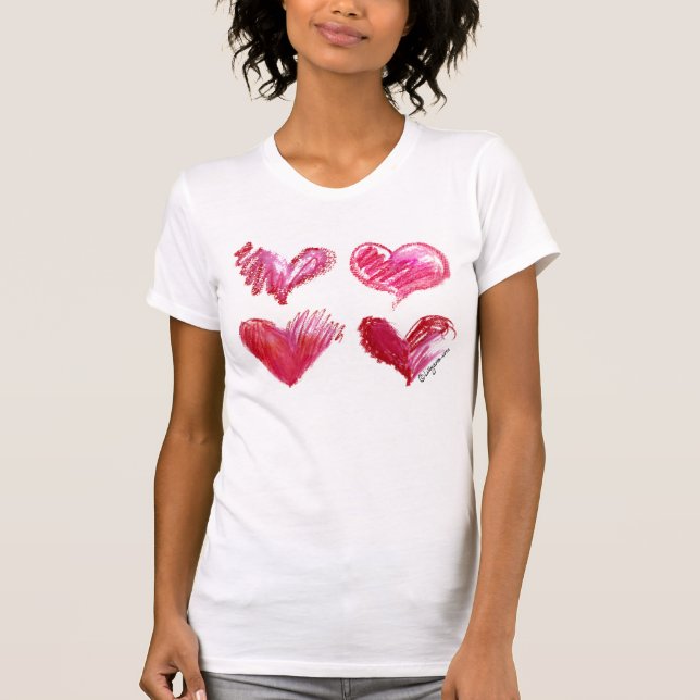 Camiseta de 4 corações do amor (Frente)