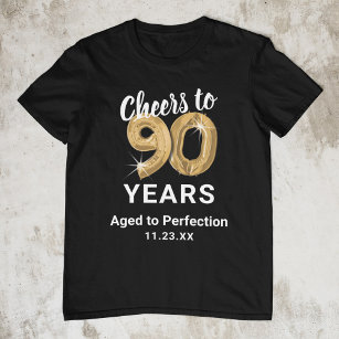 Camiseta de 90 de Aniversário com Idade para Perfe