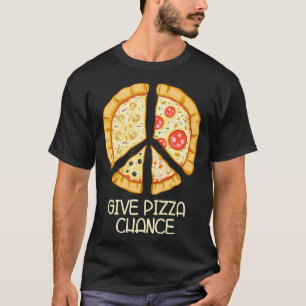 Camiseta Dê à Pizza Chance - Pizza Engraçada com Log de Paz
