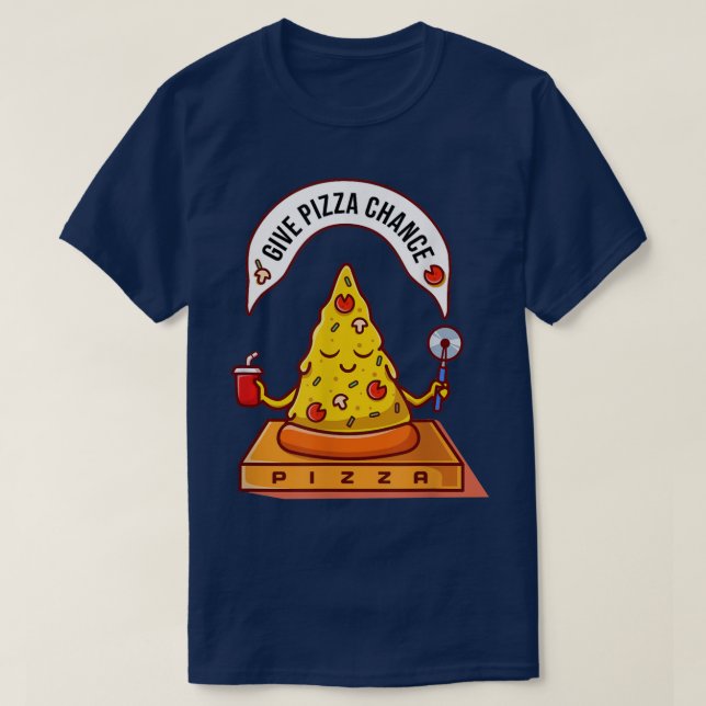 Camiseta dê à pizza uma paz engraçada, meditação carto (Frente do Design)