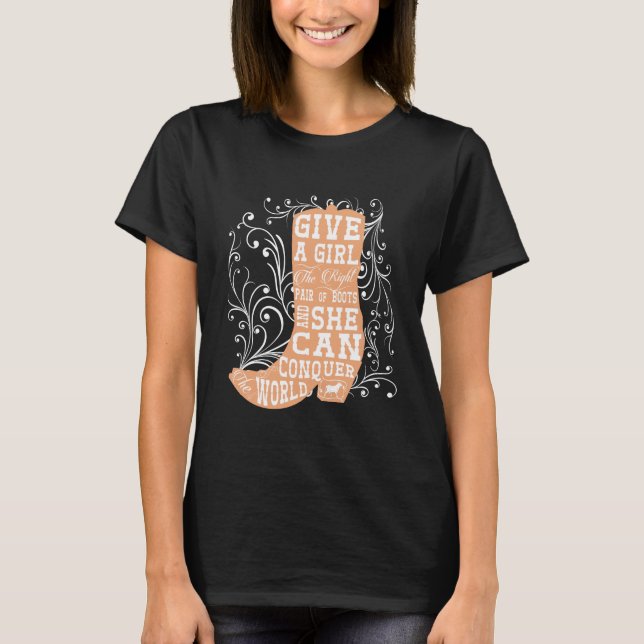 Camiseta Dê a uma menina os pares direitos de t-shirt das (Frente)