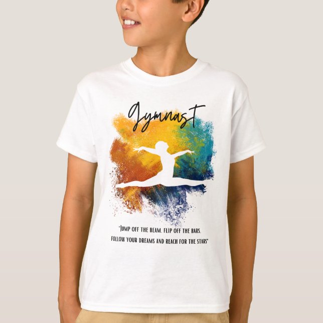 Camiseta de abertura de cor da ginástica com citaç (Frente)