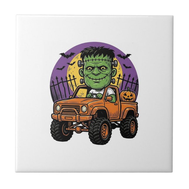 Camiseta de Abóbora de Caminhão Monstro de Hallowe (Frente)