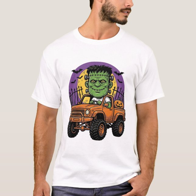 Camiseta de Abóbora de Caminhão Monstro de Hallowe (Frente)