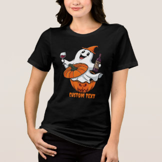 Camiseta de Abóbora de Halloween Fantasma de Vinho