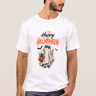 Camiseta de Abóbora Feliz Halloween Fantasma Fofo