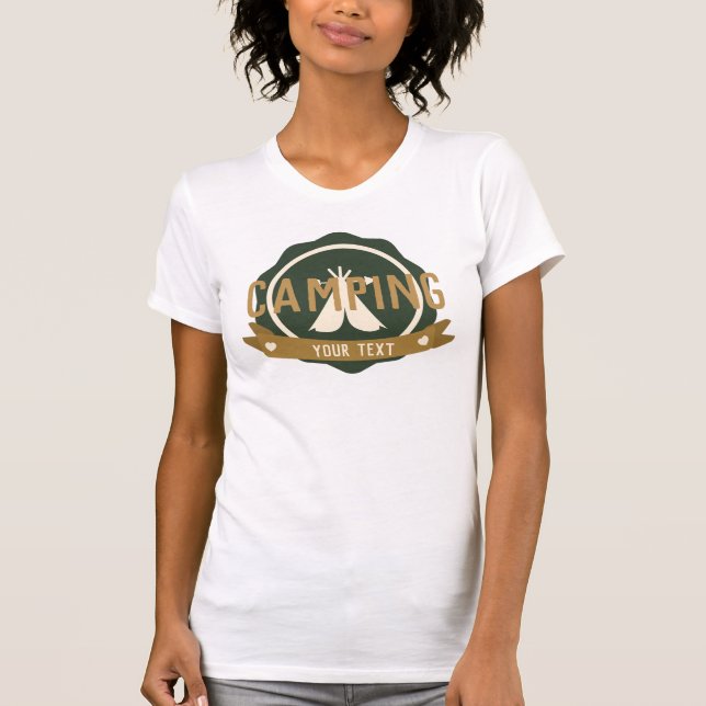 Camiseta de acampamento com banner de tenda fofa (Frente)