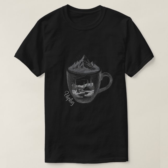 Camiseta de Acampamento Desconecte (Frente do Design)