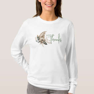 Camiseta de Ação de Graças Boho Floral de Outono