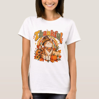 Camiseta de Ação de Graças de Gato Grato | Retrô V