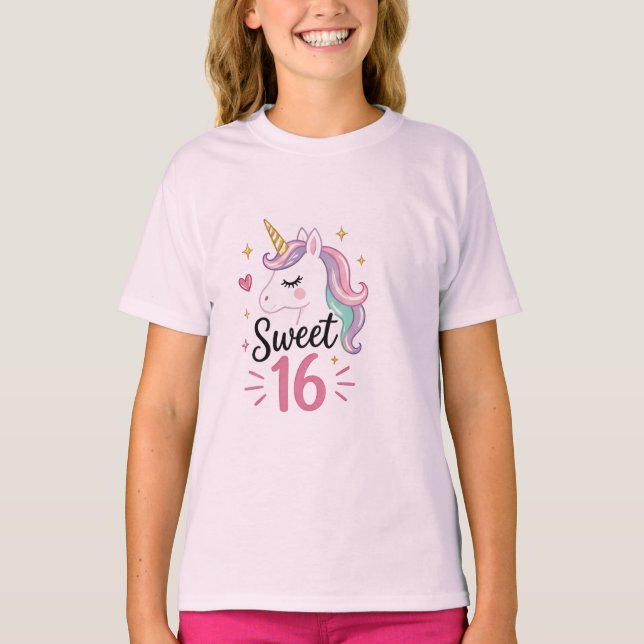 Camiseta de adolescente com gráfico de unicórnio S (Frente)