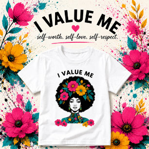 Camiseta de Afirmação Eu Valorizo Eu Gráfico de