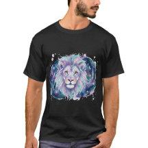 Camiseta de água-forte Leão Galáctico Majestoso