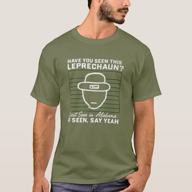 Camiseta de Alerta de Leprechaun – Última vez vist (Frente)