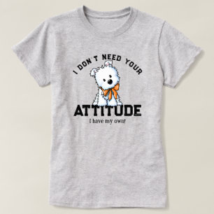 Camiseta de Algodão 100% Westie Puppy ATTITUDE