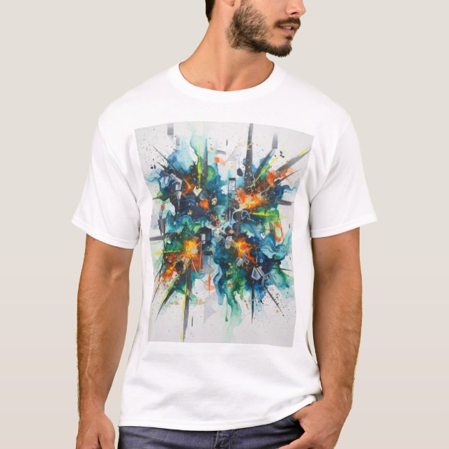 Camiseta de Algodão Arte Abstrata Color Burst (Frente)