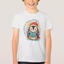 Camiseta de Algodão Aventura Penguin Leitura Cinza