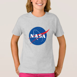 Camiseta de algodão das raparigas da NASA (Cinza M