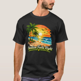 Camiseta de Algodão Escuro Vacation Feels Right EU