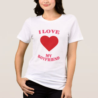Camiseta de Algodão Feminina Eu Amo Meu Namorado |