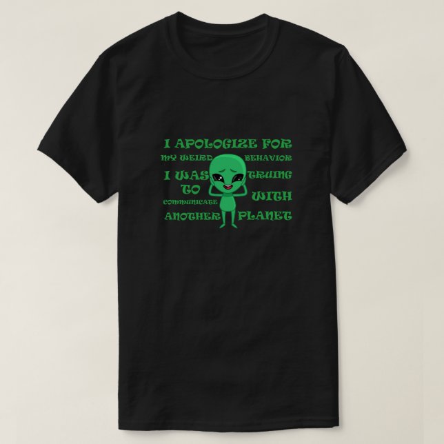 camiseta de alienígena engraçada com palavras engr (Frente do Design)