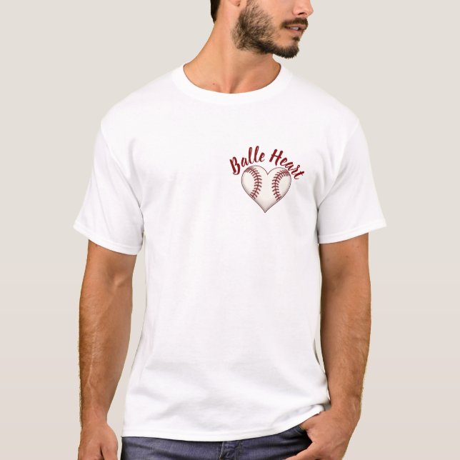 Camiseta de Amante de Beisebol com um Coração de B (Frente)