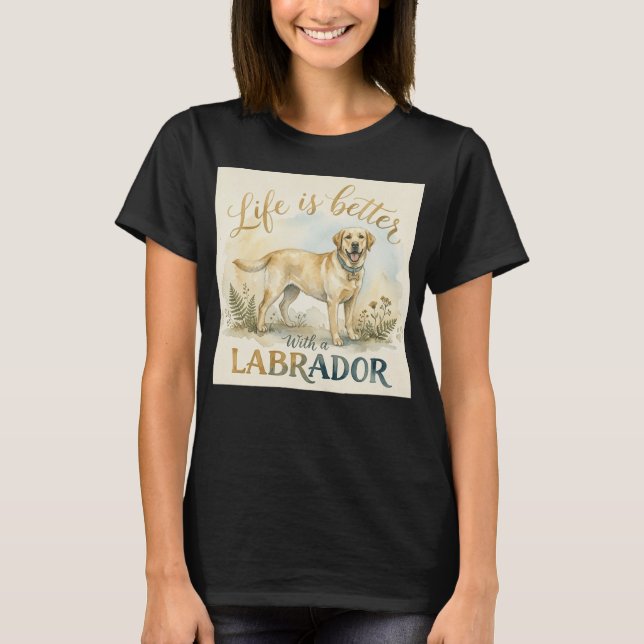 Camiseta de Amante de Cães Labrador Retriever Fofa (Frente)