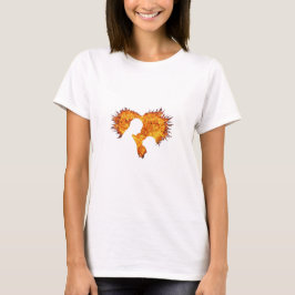 Camiseta de amantes de coração e chama