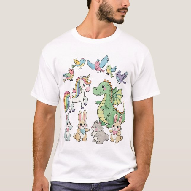 Camiseta de Amigos Animais de Fantasia Fofos (Frente)