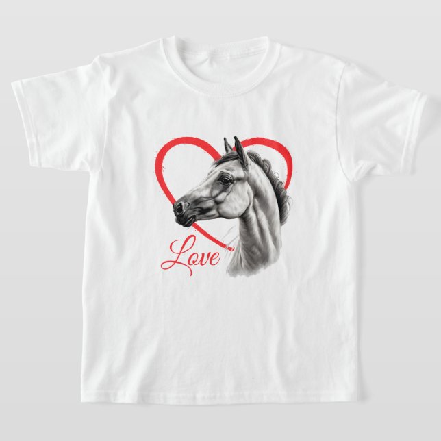 Camiseta de Amor com Cavalo de Criança (Postura )